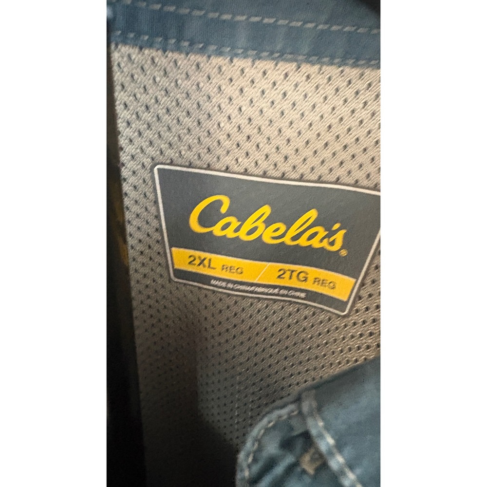 Cabelas Mens 2XL Blue Long Sleeve Fishing Shirt Ventilated Button Up Utility - Picture 4 of 7